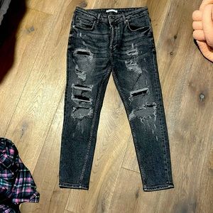 black ripped ZARA jeans